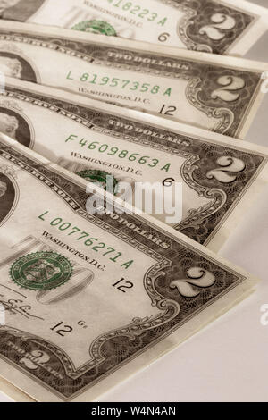 Close Up di noi due dollari USA Foto Stock