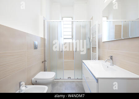 Bagno moderno interno in appartamento ristrutturato Foto Stock