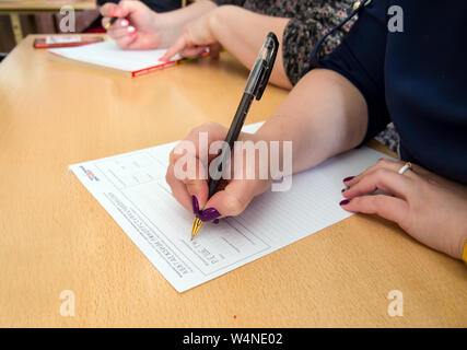 Gadjievo, Russia - 13 Aprile 2019: riempimento sotto forma di "totale" di dettatura Foto Stock