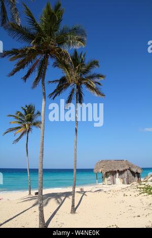 Cuba natura - spiaggia caraibica Playa Megano a Playas del Este parte di Havana Province. Costa sabbiosa. Foto Stock