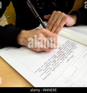 Gadjievo, Russia - 13 Aprile 2019: scrittura di dettatura su la forma di esame Foto Stock