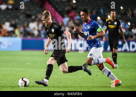 Hong Kong, Hong Kong SAR,Cina il 24 luglio 2019. Kitchee FC vs Manchester City Football Club la pre-stagione amichevole a Hong Kong Stadium,Causeway Bay. Uomo Foto Stock