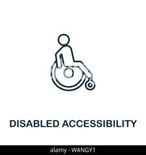 Accessibilità disabili icona di contorno. Stile sottile design da elementi della città raccolta di icone. Pixel perfetto simbolo di accessibilità disabili icona. Web Illustrazione Vettoriale