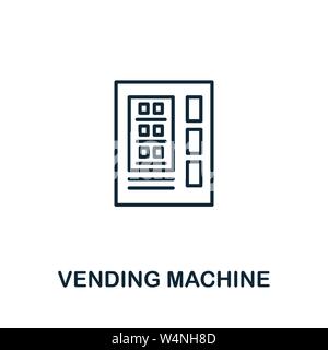 Vending Machine Icona di contorno. Stile sottile design da elementi della città raccolta di icone. Pixel simbolo perfetto della macchina distributrice di icona. Web design, applicazioni Illustrazione Vettoriale