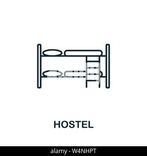 Ostello icona di contorno. Stile sottile design da elementi della città raccolta di icone. Pixel simbolo perfetto dell'hostel icona. Web design, applicazioni software, stampare Illustrazione Vettoriale