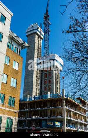 Il River Street Torre (appartamenti di studenti) in costruzione (Jun 19). Manchester, Inghilterra, Regno Unito. Foto Stock