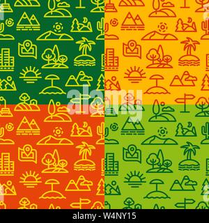 Illustrazione di paesaggi e natura seamless patterns, file include 5 modelli nei campioni Illustrazione Vettoriale