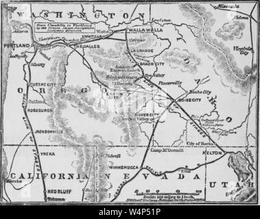 Mappa incisa della Pacific Railroad attraverso Idaho, Oregon e Washington il territorio, dal libro "pacifico" turistici da Henry T. Williams, 1878. La cortesia Internet Archive. () Foto Stock