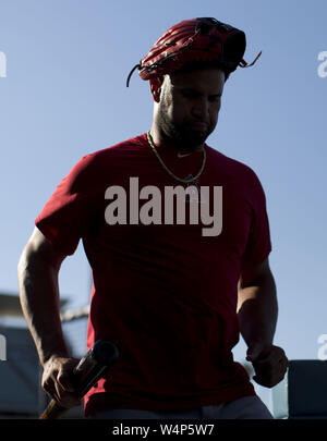 Luglio 23, 2019, Los Angeles, California, Stati Uniti d'America: Los Angeles Angeli Albert Pujols durante la loro stagione MLB gioco con i Los Angeles Dodgers martedì 23 luglio 2019 presso il Dodger Stadium di Los Angeles, California. Dodgers perdere agli angeli, 5-4. Armando Arorizo (credito Immagine: © Armando Arorizo/Prensa Internacional via ZUMA filo) Foto Stock