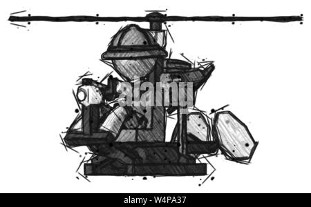 Schizzo explorer ranger uomo battenti in girocottero lato anteriore angolo di visione. Foto Stock