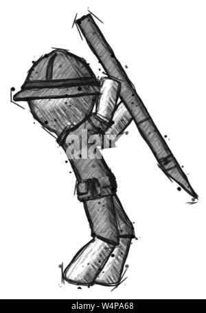 Schizzo explorer ranger uomo accoltellato o il taglio con bisturi. Foto Stock