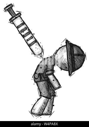 Schizzo explorer ranger uomo ucciso da farmaci, siringa pugnalare nel retro. Foto Stock