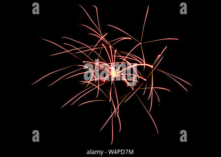 Fuochi d'artificio capodanno esplosione Esposizione lunga Foto Stock