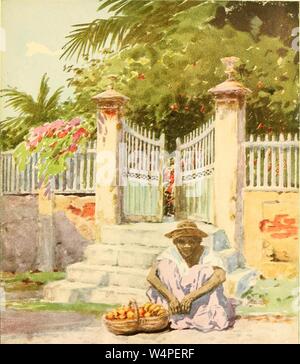 Il disegno inciso del contadino vendita di frutti in una strada a Panama, dal libro "Panama e il canale di immagine e prosa' da Willis Giovanni Abate, 1913. La cortesia Internet Archive. () Foto Stock