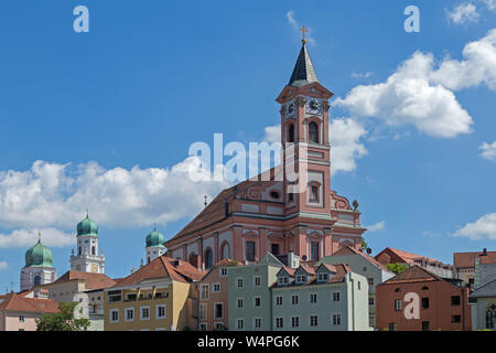 St. Stephens la cattedrale e la chiesa parrocchiale di San Paolo, Passau, Bassa Baviera, Germania Foto Stock