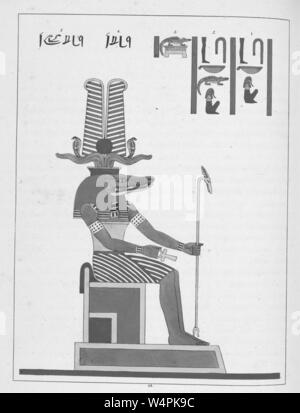 Antico dio egiziano Sobek, una divinità di protezione contro i pericoli presentati dal Nilo, un essere umano con un coccodrillo testa, illustrazione del libro 'Pantheon Egyptien' da Leon Jean Joseph Dubois, 1824. () Foto Stock