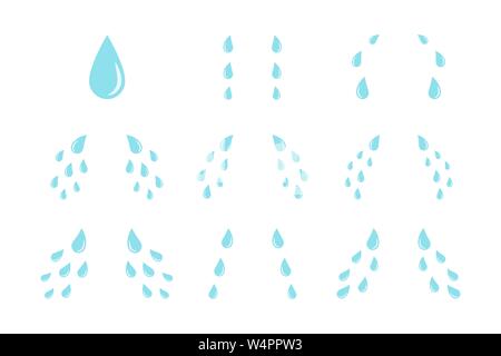 Cartoon lacrime blu. Grido e gocce di sudore dagli occhi. Illustrazione Vettoriale