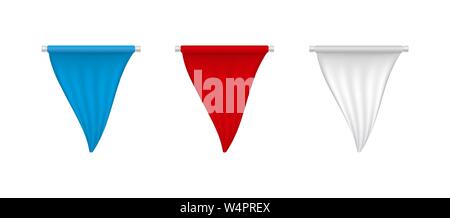 Verticale di bianco, rosso, blu blank pennant set. Illustrazione Vettoriale