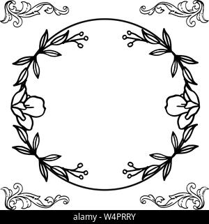 Bianco e nero Cornice di fiori in stile retrò. Illustrazione Vettoriale Illustrazione Vettoriale