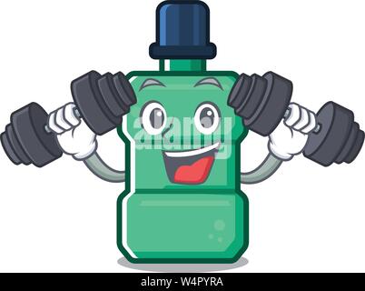 Il collutorio Fitness con nelle isolate cartoon illustrazione vettoriale Illustrazione Vettoriale