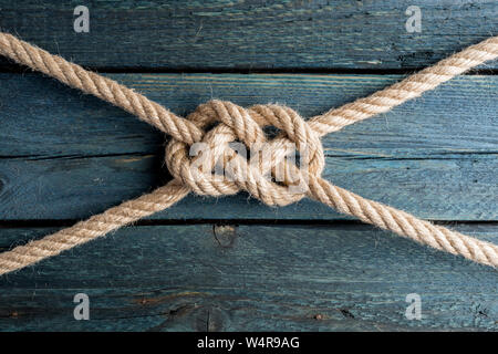 Doppio Carrick Bend. Nodo di corda Foto Stock