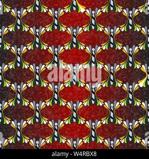 Farfalle vector seamless pattern su uno sfondo rosso con illuminazione Illustrazione Vettoriale