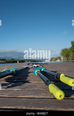 Plovdiv, Bulgaria, 10-12 maggio 2019, FISA, Rowing World Cup 1, Plovdiv Canoa e canottaggio centro, © Peter SPURRIER/Intersport immagini] Foto Stock