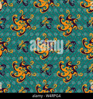 Petali di fiore abstract vector seamless pattern su un sfondo geometrica Illustrazione Vettoriale