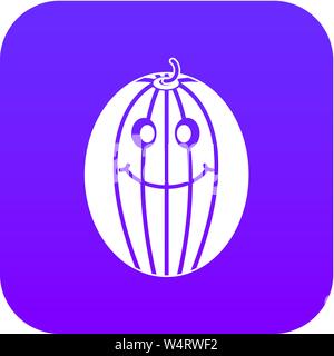 Mature melone sorridente icona viola digitale Illustrazione Vettoriale