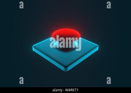 Il rendering 3D. Rosso pulsanti web su sfondo blu. Pulsanti rossi senza parole. Foto Stock