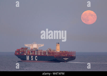 Una gigantesca nave portacontainer da MSC Foto Stock