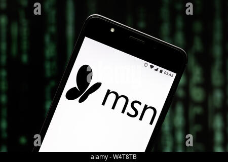 Luglio 24, 2019, Brasile: In questa illustrazione della foto di un logo di MSN visto visualizzata su uno smartphone. Credito: Rafael Henrique SOPA/images/ZUMA filo/Alamy Live News Foto Stock
