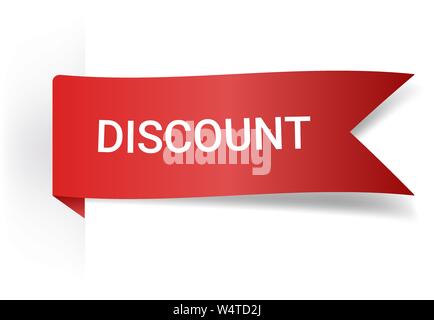 Sconto realistico curvo dettagliata carta banner. Nastri con spazio per il testo. Isolato su sfondo bianco. Illustrazione Vettoriale. Gli elementi di design. Eps 10 Illustrazione Vettoriale