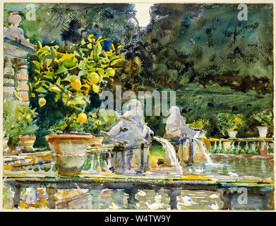 John Singer Sargent, pittura, Villa di Marlia, Lucca, una fontana, 1910 Foto Stock