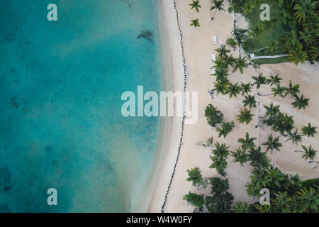 Vista aerea della spiaggia tropicale.penisola di Samana,Bahia Principe beach,Repubblica Dominicana. Foto Stock