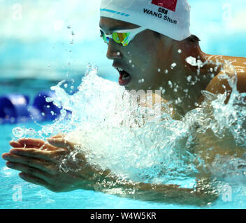 Gwangju, Corea del Sud. Xxv Luglio, 2019. Wang Shun della Cina compete durante gli uomini 200m medley finale al Gwangju 2019 Campionati del Mondo di nuoto FINA a Gwangju, Corea del Sud, 25 luglio 2019. Credito: Li pista/Xinhua/Alamy Live News Foto Stock