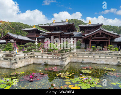 Sala principale in Chi Lin Monastero, Diamond Hill, Kowloon, Hong Kong, Cina Foto Stock