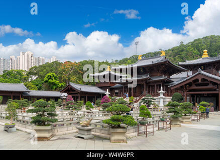 Sala principale in Chi Lin Monastero, Diamond Hill, Kowloon, Hong Kong, Cina Foto Stock