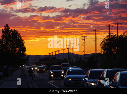Il Fiery Sky di una Santa Fe Tramonto Foto Stock