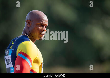 Leverkusen, Deutschland. Il 24 luglio, 2019. Asafa Powell, marmellata, 100m degli uomini, il Meeting di Atletica classici di Bayer su 24.07.2019 a Leverkusen/Germania. | Utilizzo di credito in tutto il mondo: dpa/Alamy Live News Foto Stock