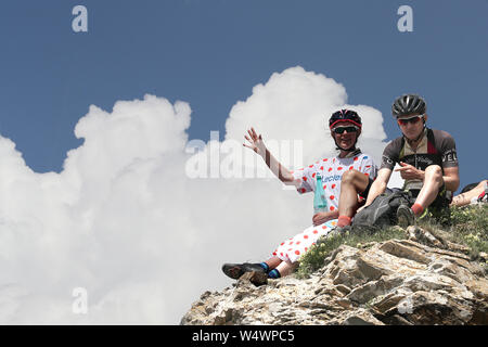 Valloire- 25-07-2019, ciclismo, stadio 18 etappe 18, Embrun - Valloire, gli appassionati di ciclismo sul Col du Galibier Foto Stock