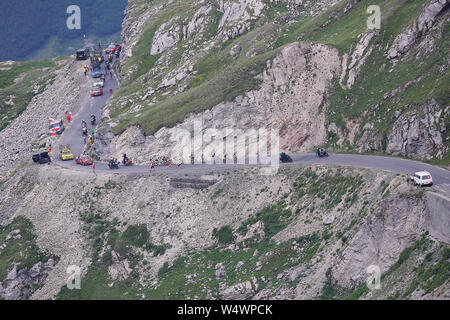 Valloire- 25-07-2019, ciclismo, stadio 18 etappe 18, Embrun - Valloire, i piloti durante la salita del Col du Galibier Foto Stock