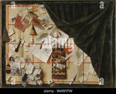 Cornelius Norbertus Gijsbrechts - Trompe l'Oeil di una lettera del rack con Christian V di proclamazione - Foto Stock