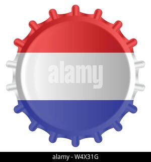 Un tipico bicchiere di metallo tappo della bottiglia in rosso bianco e blu isolato su uno sfondo bianco Illustrazione Vettoriale