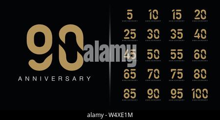 Set di premium logotipo di anniversario. Golden Anniversary Celebration emblema design per profilo aziendale, opuscoli, depliant, rivista, brochure, web bann Illustrazione Vettoriale