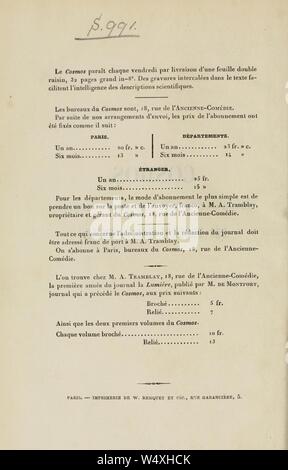 Cosmos - Revue encyclopédique hebdomadaire des.progrès des sciences Foto Stock