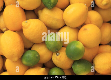 I Limoni e limette, farm shop display Foto Stock