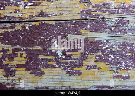 Legno dipinto texture con la vernice che si stacca dal Foto Stock