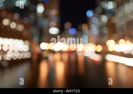 Defocalizzata colpo di Chicago di notte. Foto Stock