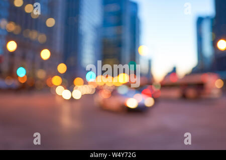 Defocalizzata colpo di Chicago di notte. Foto Stock